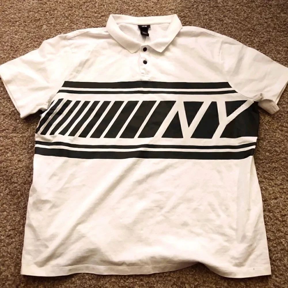H&M NY SS Men's Polo White Black